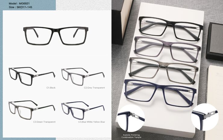 Оправа мужская пластиковая из ацетата, комбинированная с металлом Big City MG6821