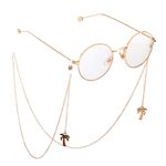 Gold-colored metal non-slip chain, with pendant coconut tree, for glasses and masks GL762