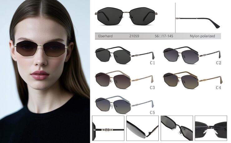 Солнцезащитные поляризационные металлические очки с нейлоновыми линзами Eberhard EH21059