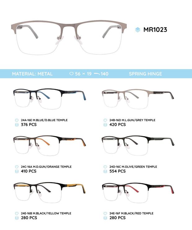 Metal frame with TR-90 temples with spring hinges MR1023