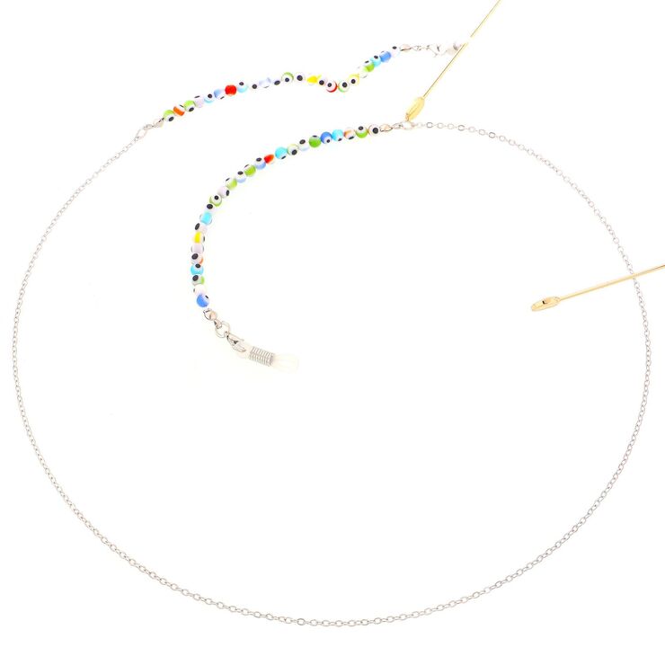 Metal non-slip chain, with round glasse beads, for glasses and masks GL178