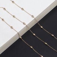 Металлическая нескользящая цепочка золотого цвета, с медными овальными бусинами, для очков и масок GL511