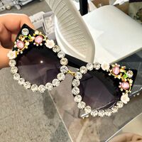 Plastic PC cat-eye sunglasses with rhinestones 