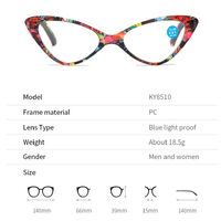 Plastic reading glasses KY8510 with Blue ray cut protection, diopters from +1.00 to +4.00, RMC=62-64