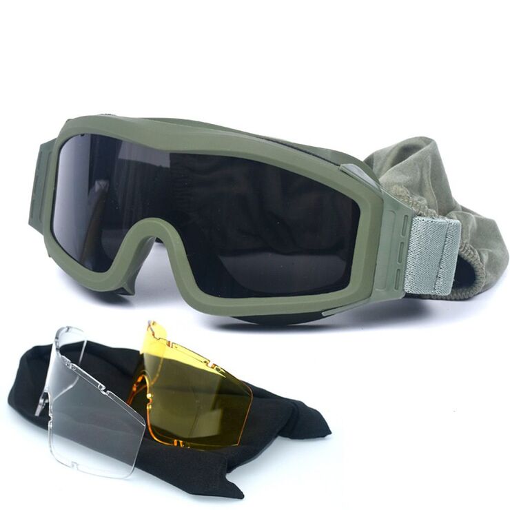Safety shockproof tactical goggles +3 caps DXGS18