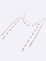 Набор из двух золотых и серебряных цепочек для очков с натуральными разноцветными камнями GM132