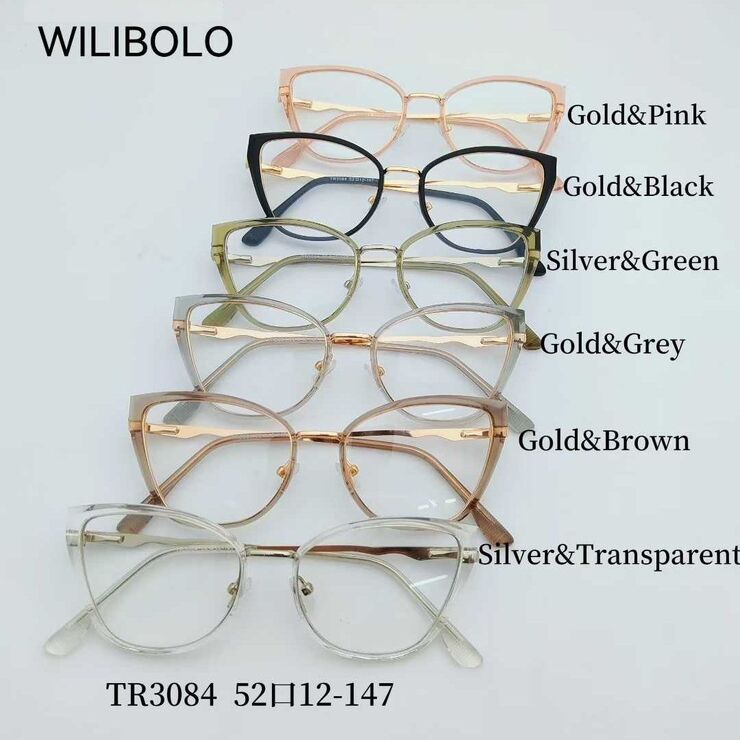 Metal + TR90 plastic ultrathin women's frames with spring hinges Wilibolo TR3084