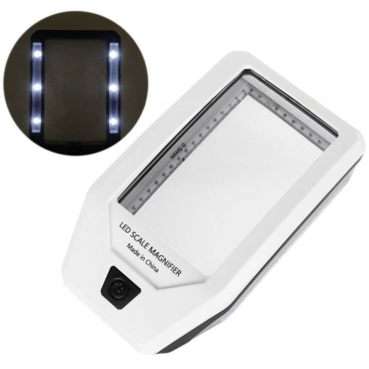 Portable pocket magnifier with backlightt and UV light TH8017, size: 62*100 mm, magnification: 3X