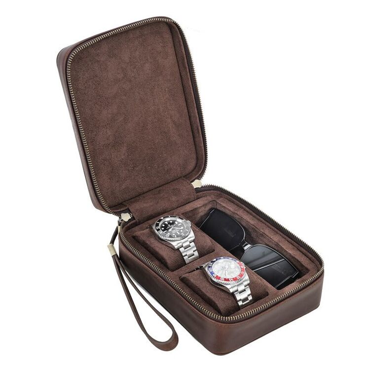 Сумка-барсетка-чехол из натуральной кожи для очков и девайсов с ремешком и молнией CF1202