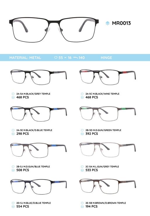 Metal frame with temples made of TR-90 material MR0013