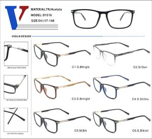 Plastic acetate TR90 + metall frame with spring hinges D1516-DA