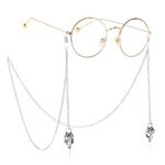 Silver-colored metal non-slip chain, with hollow beak pendant, for glasses and masks GL211