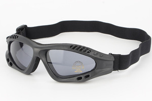 Wind and sand proof double lens black goggles 20320
