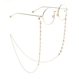 Gold-colored metal non-slip chain, with hollow heart, for glasses and masks GL794