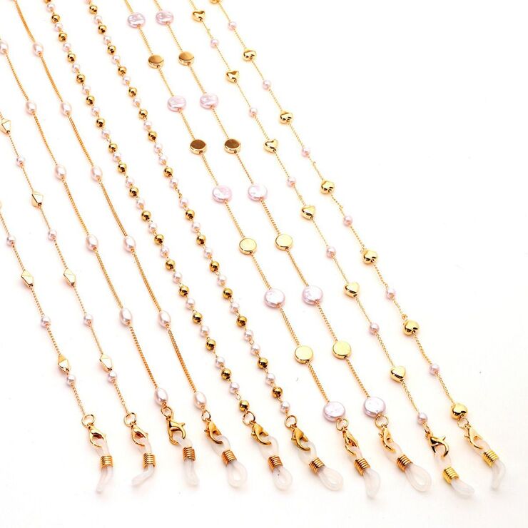 Металлическая нескользящая цепочка золотого цвета для очков и масок, 7 видов GL11361