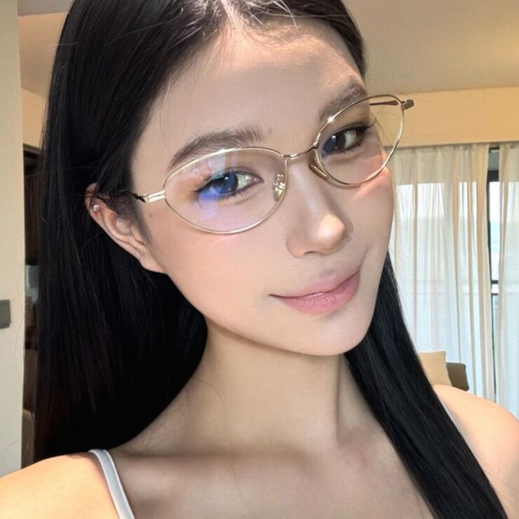 Metal glasses with blue light protection for women 606-6277-31301-PN