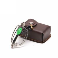 Folding metal reading glasses JY折叠铜头水晶 with case, diopters from +1.00 to +4.00, RMC=62-64