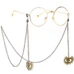 Bronze-colored metal non-slip chain, with owl pendant, for glasses and masks GL204