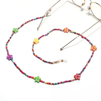 Metal glasses chain with color small daisy disc pendants GL1366