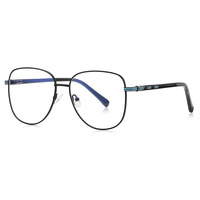 Fashionable female flat light mirror frame metal blue blocker for glasses MORE 3069