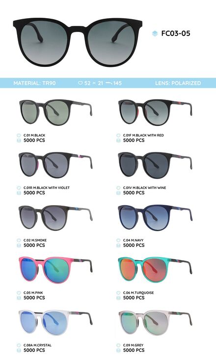 Plastic TR90 frame polarized sunglasses FC03-05
