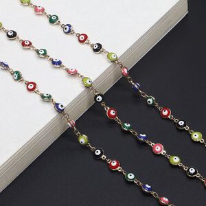 Металлическая нескользящая золотая цепочка, с простыми глазками, для очков и масок GL661