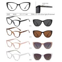 Оправа для очков пластиковая TR90+CP с защитой от синего света, с флексом  + поляризационная солнцезащитная насадка (клипон) Leke LK8820