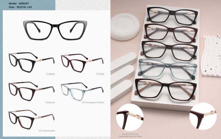 Plastic acetate frame for women, with spring hinges Big City MS8401