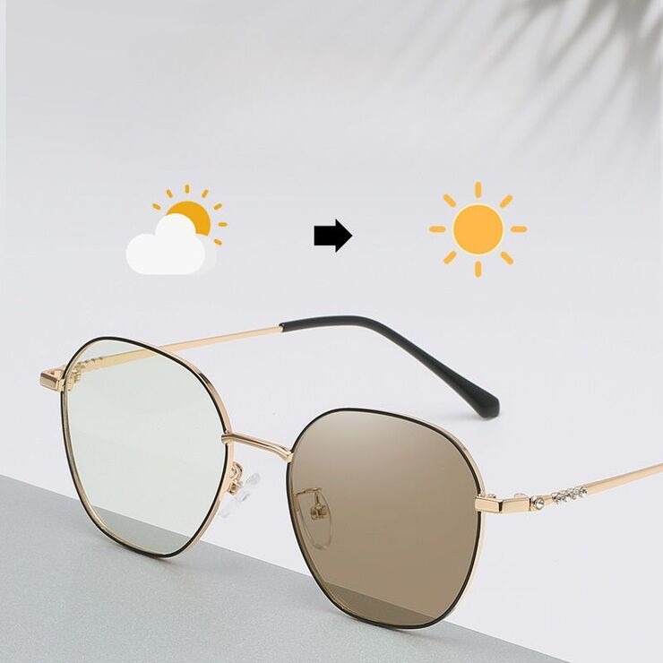 Очки металлические фотохромные с защитой от синего света 9649-GT