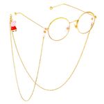 Gold-colored metal non-slip chain, with piglet, for glasses and masks GL478
