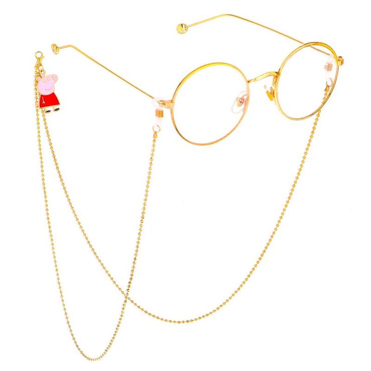 Gold-colored metal non-slip chain, with piglet, for glasses and masks GL478