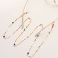 Metal non-slip chain, with oval,crystal and flowers, for glasses and masks GL1861