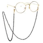 Metal non-slip chain, with black crystal, for glasses and masks GL077