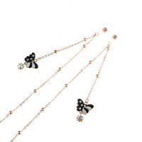 Gold-colored metal non-slip chain, with beads and butterfly, for glasses and masks GL818