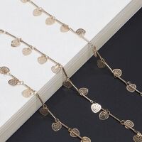 Metal non-slip chain, gold hollow with heart, for glasses and masks GL333
