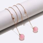 Gold-colored metal non-slip chain, with a matte pink ball pendant, for glasses and masks GL1483