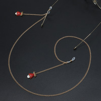 Металлическая нескользящая цепочка золотого цвета, с подвеской в виде рождественской шляпы, для очков и масок GL710