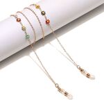 Gold-colored metal non-slip chain, with colored daisy, for glasses and masks GL1447