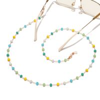 Gold-colored metal non-slip chain, with colored crystal, for glasses and masks GL1574