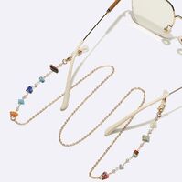 Gold-colored metal non-slip chain, with pearl beads and color crystal, for glasses and masks GL1702