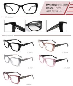 Оправа пластиковая из TR90 и ацетата с флексом LE1081-DA