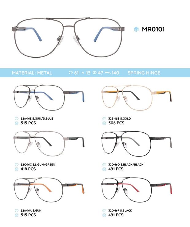 Metal frame with TR-90 temples with spring hinges MR0101