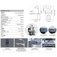 Рабочее место офтальмолога, комбинированный стол + кресло PK-199AB, столешница 1000*490 мм