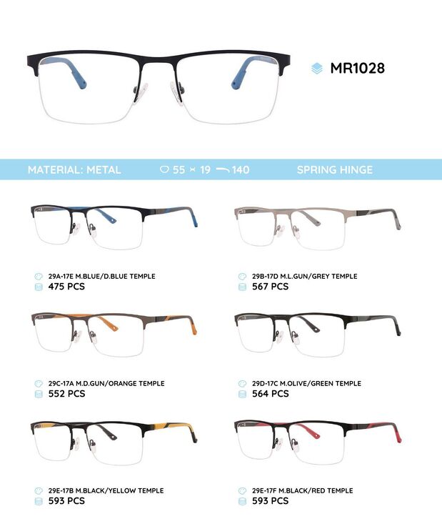 Metal frame with TR-90 temples with spring hinges MR1028