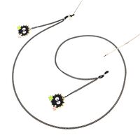 Black-colored metal non-slip chain, with pendant star briquettes, for glasses and masks GL840