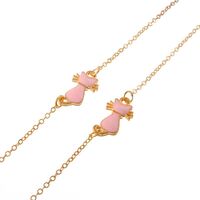 Gold-colored metal non-slip chain, with pink cat, for glasses and masks GL024