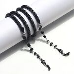 Black-colored metal non-slip chain, thick 6 mm with natural stone, for glasses and masks GL1439