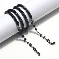 Black-colored metal non-slip chain, thick 6 mm with natural stone, for glasses and masks GL1439