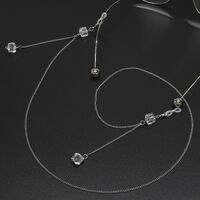 Black-colored metal non-slip chain, with pendant transparent crystal, for glasses and masks GL586
