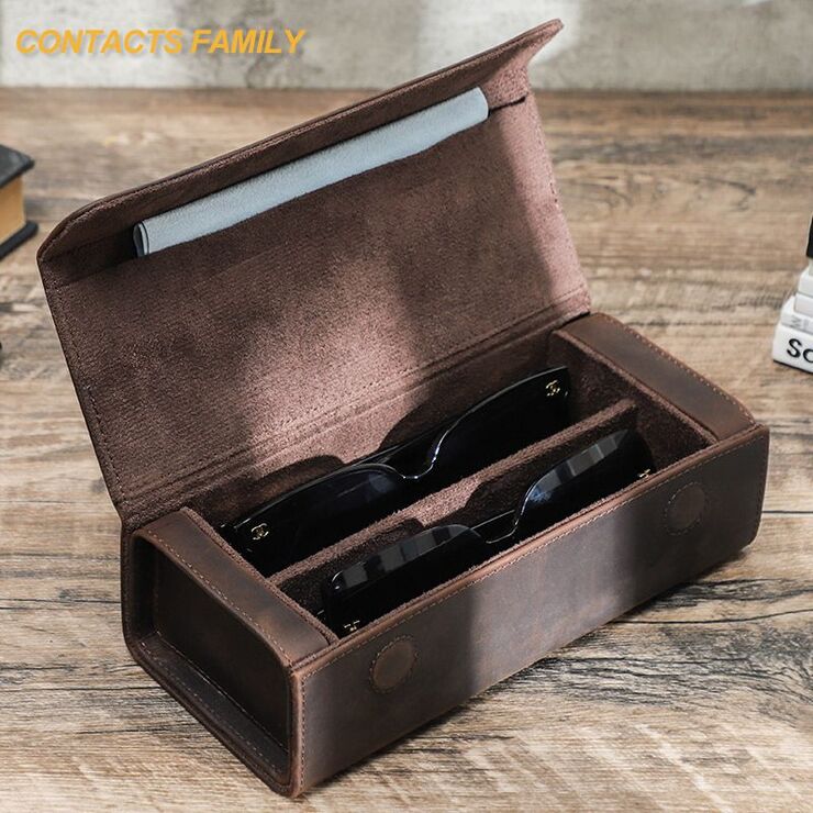 Футляр для очков и солнцезащитных очков из натуральной кожи на 2 отсека CF4006